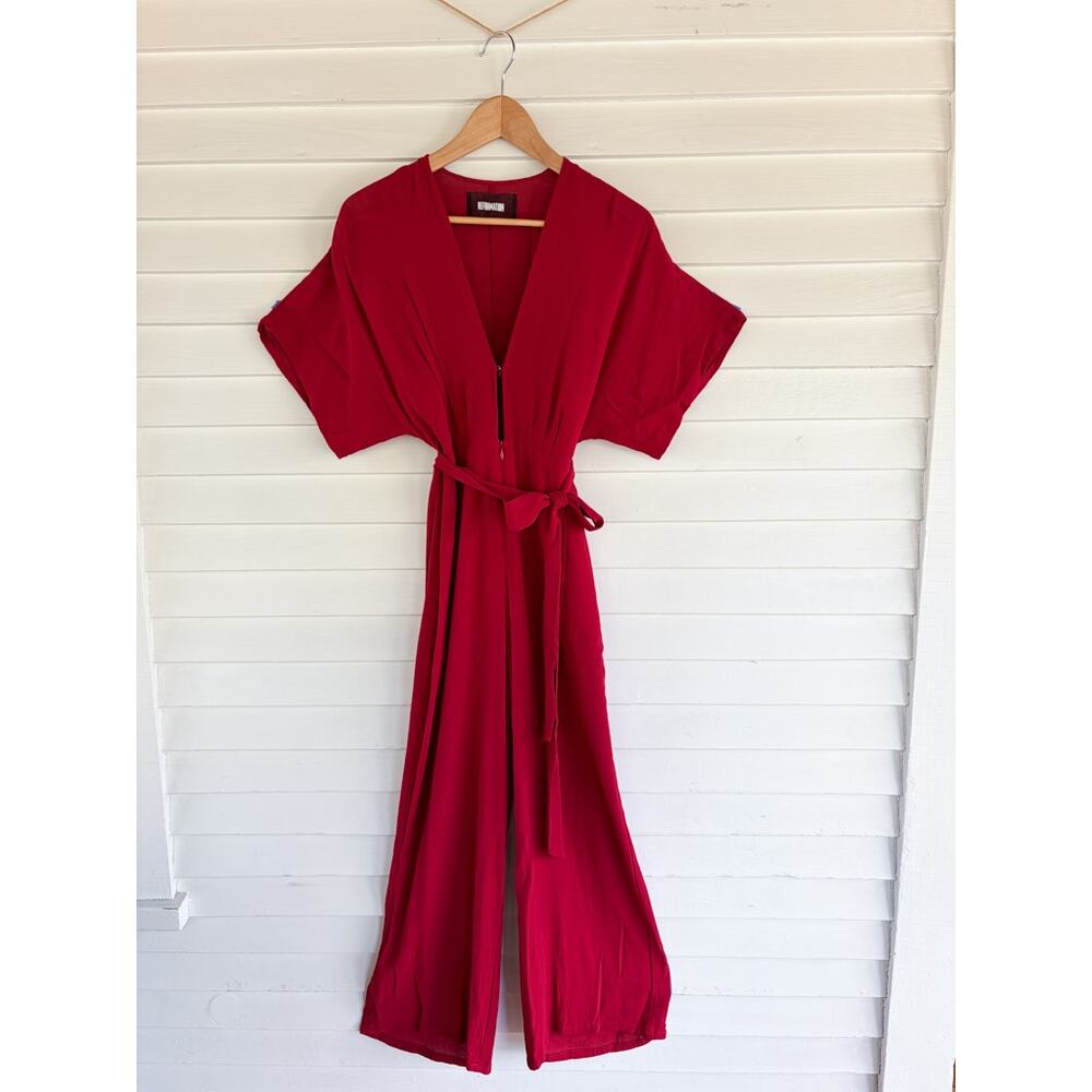 Reformation Red Deep-V Jumpsuit EUC 6